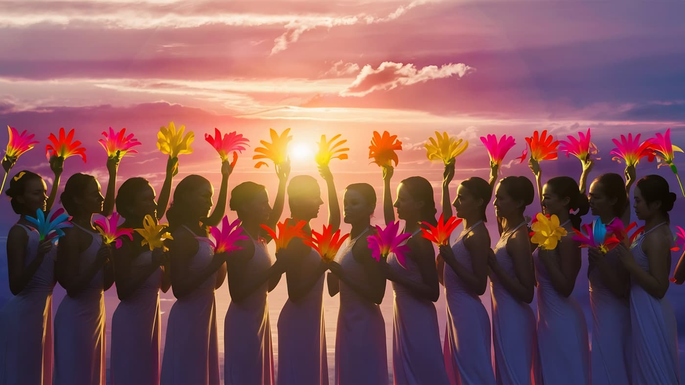 Celebration at sunset